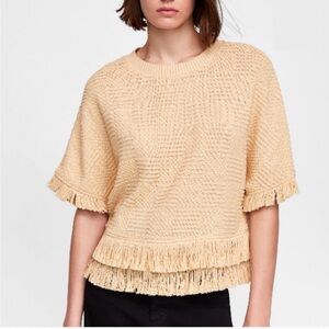 Zara fringed cream sweater